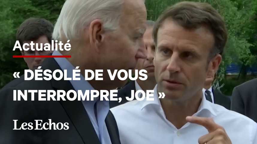 Illustration pour la vidéo Quand Emmanuel Macron interpelle Joe Biden au G7 pour lui parler pétrole