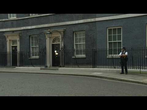 Scene outside Downing Street after two cabinet ministers resign