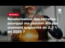 VIDEO. Revalorisation des retraites : pourquoi ma pension n'a pas vraiment augmenté de 2,2 % en 2025 ?