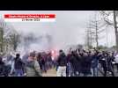 VIDÉO. L'arrivée du SM Caen au stade, lanterne rouge de Ligue 2 très soutenue par ses supporters