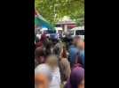 A la Bourse, le mouvement propalestinien sous pression policière (© Adrien Goffin)