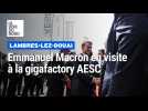 Emmanuel Macron en visite à la gigafactory AESC à Lambres-lez-Douai