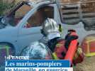Les marins-pompiers de Marseille, en exercice majeur feu de forêt dans le secteur de Sormiou.
