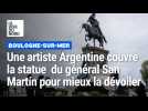Boulogne : une artiste (dé)couvre la statue du général San Martin
