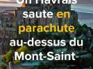 Un parachutiste Havrais atterrit sur le Mont-Saint-Michel