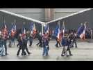 L'arrivée des porte-drapeaux à la cérémonie du 80e anniversaire de la libération de la Poche de Lorient