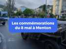 Défilé de véhicules, plaque commémorative, la ville de menton fête le 8 mai