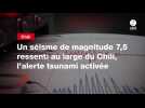 VIDEO. Un séisme de magnitude 7,5 ressenti au large du Chili, l'alerte tsunami activée