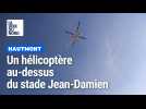 Un hélicoptère pour le dernier gros oeuvre des travaux du stade Jean-Damien