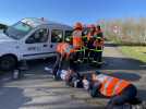 Aire-sur-la-Lys : exercice de dégagement d'une personne par les pompiers