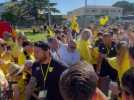 Les joueurs de l'US Carcassonne accueillis par leurs supporters