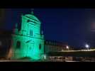 La cathédrale de Cambrai se pare de vert à la nuit tombée...