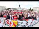 Place Stanislas, les supporters de l'ASNL fêtent la montée en Ligue 2 avec les joueurs