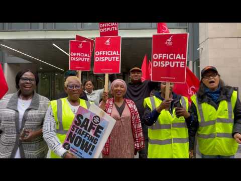 NHS workers hold picket line outside London hospital