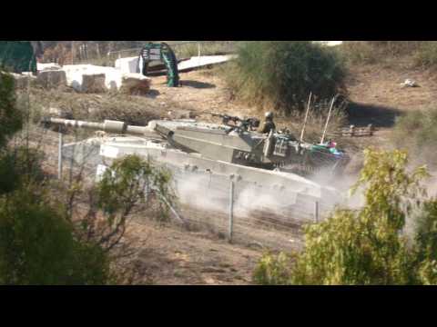 Israeli tank deployed in Sderot near Gaza border