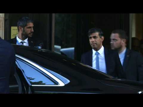 Britain's PM Sunak leaves hotel ahead of meeting with Israeli president
