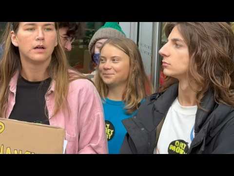 Greta Thunberg attends climate protest for first time since her arrest