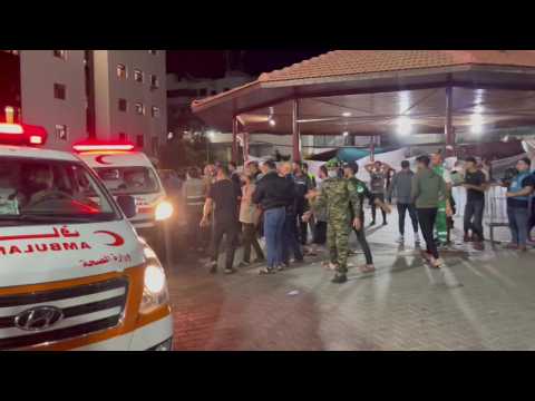 Ambulances rush injured from Al Ahli blast to Gaza City Shifa hospital