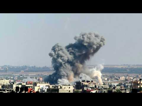 Smoke billowing following Israeli air strikes on Rafah, southern Gaza