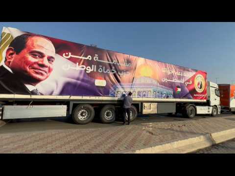 Aid convoy for Gaza waits on the outskirts of Egypt's Ismailia city