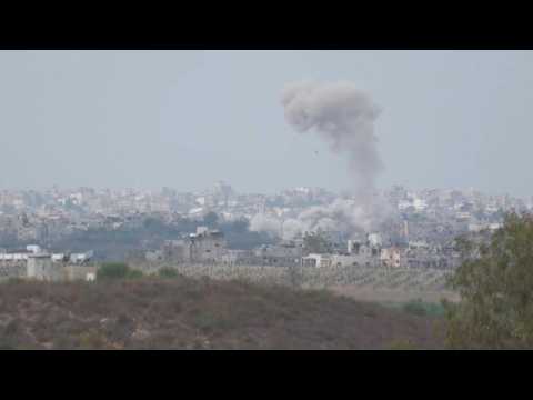 Strike in northern Gaza, Israeli artillery on border seen from Sderot