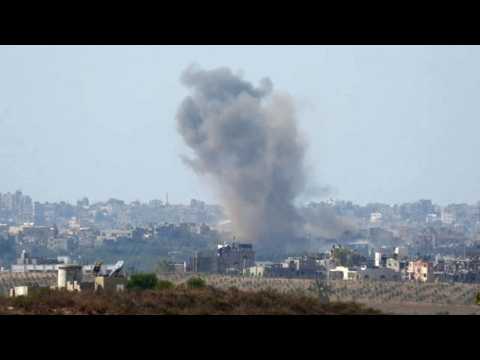 Israeli strikes on northern Gaza Strip seen from Sderot