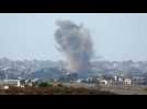 Israeli strikes on northern Gaza Strip seen from Sderot