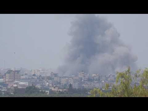 Smoke billows from northern Gaza Strip following Israeli air strikes