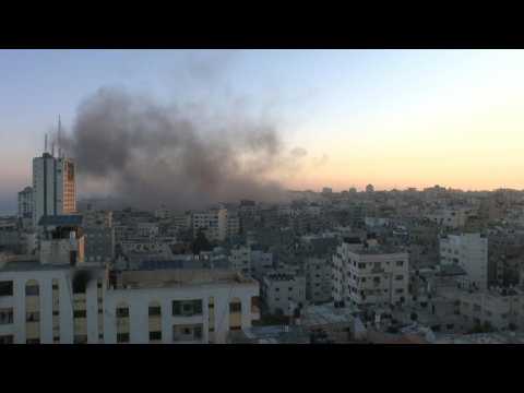 Smoke billows from Gaza skyline after Israeli strikes