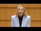 Parlement européen: l'actrice Cate Blanchett dénonce 
