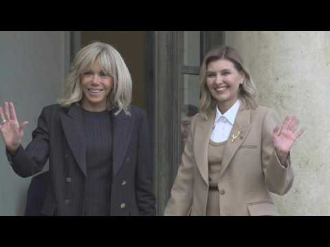 Brigitte Macron welcomes Ukrainian First Lady to the Elysee Palace