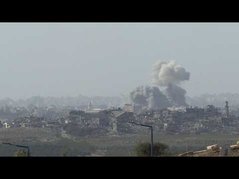 Smoke rises after a blasts in northern Gaza