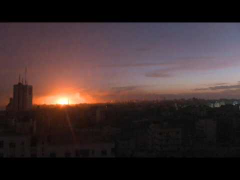 Blast and flares seen overnight in Gaza City