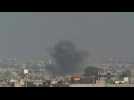 Plumes of smoke over Rafah following strikes