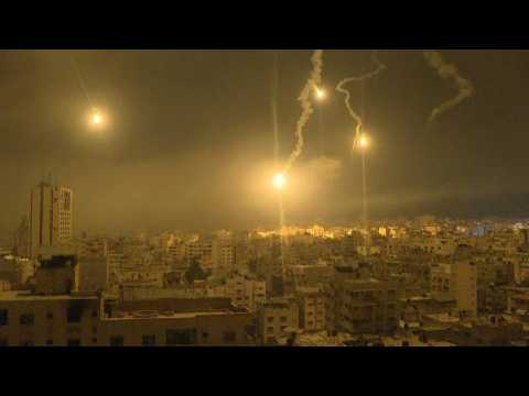 Israeli flares fill Gaza City's night sky
