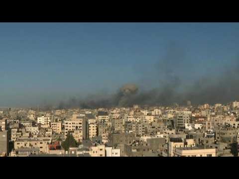 Smoke rises in Gaza City after strike