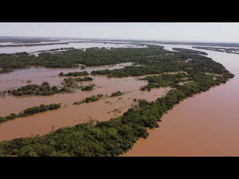 River islands submerged after heavy floods in northern Argentina