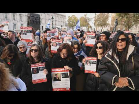 Londoners demand release of hostages outside UK's Downing Street