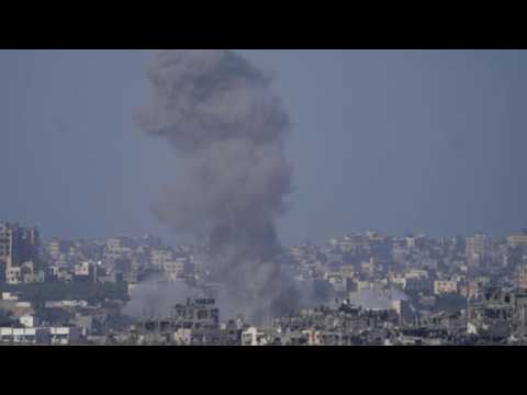 Blast and plume of smoke in Gaza viewed from Israel