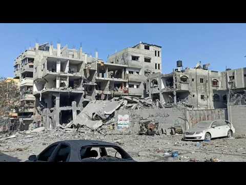 Aftermath of Israeli bombardment on Al-Shati refugee camp