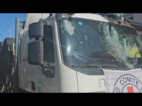 Images show damaged humanitarian convoy arriving in Gaza City