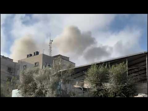 Smoke billows after Israeli strike near Indonesian hospital in Gaza