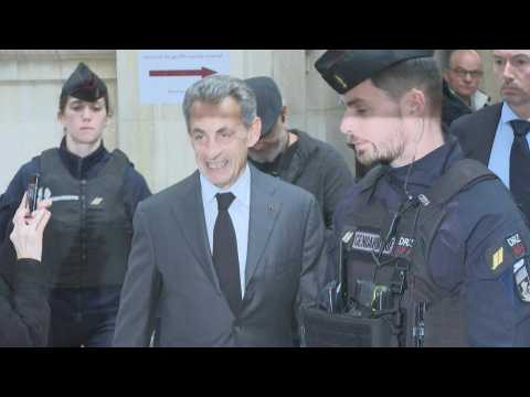 Former French President Sarkozy arrives for appeal hearing into 2012 campaign fraud