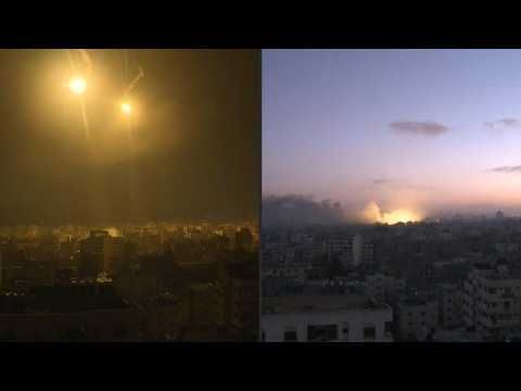 Flares seen over Gaza City overnight and a strike at dawn