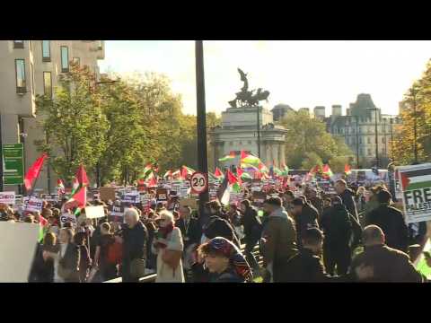 Pro-Palestinian march sets off in London amid increased police presence
