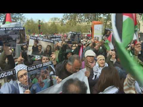 Demonstrators in Paris call for peace in the Middle East