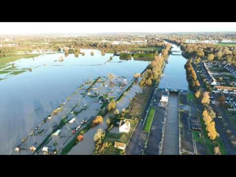 Weather: aerial images of historic flooding in Arques, northern France