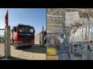 Aid lorries arrive on the Palestinian side of the Rafah border crossing