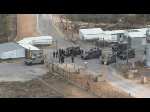 Israeli forces presence at the entrance to Ofer prison ahead of expected prisoner release
