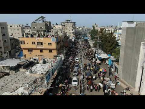 Drone images show daily life in Rafah, southern Gaza Strip